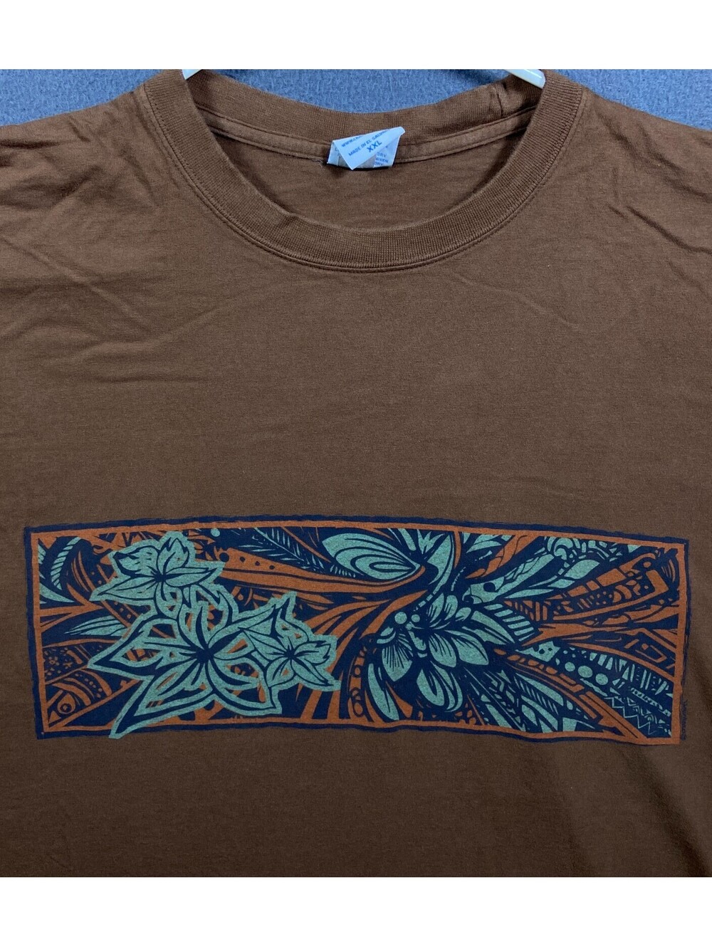 Vintage 90's Men's Kauai Hawaii Crazy Shirts Graphic T-Shirt Chocolate Dyed XXL